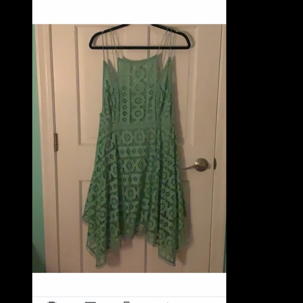 Green flowy, beautiful, low-back free people dress